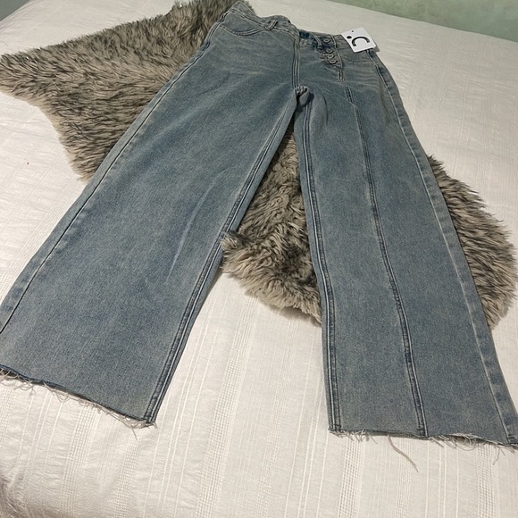 Wide leg high rise utility denim jeans - Picture 2 of 5